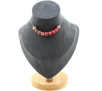 Collana 10 Perle Diaspro Verde Rosso 8 Mm. Catena IN Acciaio Inossidabile Fem