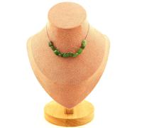 Collana 10 Perle Giada Nefrite Siberiano (Russia) . Catena IN Acciaio Blocco Fe