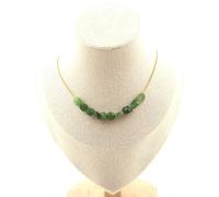 Collana 10 Perle Giada Nefrite Siberiano (Russia) . Catena IN Acciaio Collana Fe