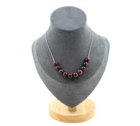 Collana 10 Perle Granato 8 Mm. Catena IN Acciaio Inossidabile Donne, Uomo
