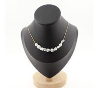 Collana 10 Perle Howlite Di USA Catena IN Acciaio Dorato Inossidabile da Donna