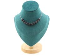 Collana 10 Perle Lava 8 Mm. Catena IN Acciaio Inossidabile Collana Donne, Uomini