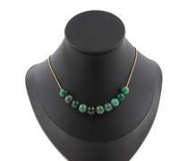 Collana 10 Perle Mica Verde Di Tanzania Qualità 5A 8 Mm. Catena IN da Donna