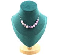 Collana 10 Perle Mica Viola Opaco 8 Mm. Catena IN Acciaio Inossidabile da Donna