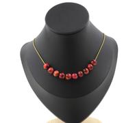 Collana 10 Perle Occhio Di Tigre Bicolore 8 Mm. Catena In Acciaio Collana Fe