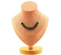 Collana 10 Perle Occhio di Tigre Verde 8 Mm. Catena IN Acciaio Inossidabile F