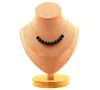 Collana 10 Perle Onice Nero Opaco 8 Mm. Catena IN Acciaio Inossidabile Donne