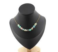 Collana 10 Perle Opale Multicolore D'Australie. Catena IN Acciaio Dorato F