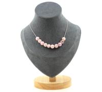Collana 10 Perle Opale Rosa 8 Mm. Catena IN Acciaio Inossidabile Donne, H