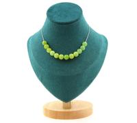 Collana 10 Perle Peridoto 8 MM Catena IN Acciaio Inossidabile Donne, Uomo