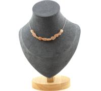Collana 10 Perle Pietra Di Sole Della Tanzania. Catena In Acciaio Collana Donne