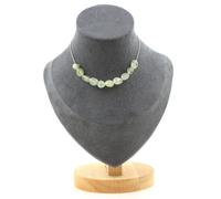 Collana 10 Perle Prehnite Del Canada Catena IN Acciaio Inossidabile Donne