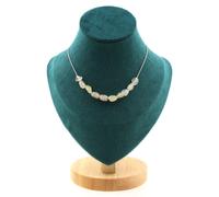 Collana 10 Perle Quarzo Da Rutilato Dorato Del Brasile Catena IN Acciaio Donne