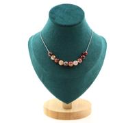 Collana 10 Perle Quarzo Hématoide Madagascar 8 MM Catena IN Acciaio Collana F