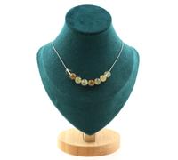 Collana 10 Perle Quarzo Rutilato 8 MM Catena IN Acciaio Inossidabile Donne