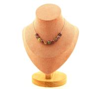 Collana 10 Perle Tormalina Bicolore 8 MM Catena IN Acciaio Inossidabile F