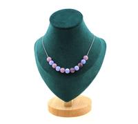 Collana 11 Perle Agata Crazy Lace Blu + Mica Viola Opaco 8 Mm Catena Collana F