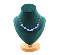 Collana 11 Perle Apatite Blu Del Brasile + Agata Crazy Lace Blu 8 MM Collana F