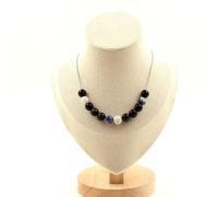 Collana 12 Perle Ossidiana Dorata + Sodalite 8 MM Catena IN Acciaio Taglia Perso