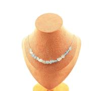 Collana 15 Perle Acquamarina Del Brasile Catena IN Acciaio Inossidabile Fe