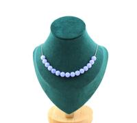 Collana 15 Perle Agata Crazy Lace Blu 8 MM Catena IN Acciaio Inossidabile