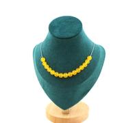 Collana 15 Perle Agata Giallo 8 Mm. Catena IN Acciaio Inossidabile Collana Donne