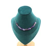 Collana 15 Perle Ametista Del Brasile Catena IN Acciaio Inossidabile Donna
