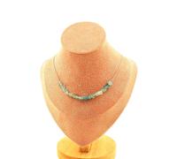 Collana 15 Perle Apatite Del Brasile Catena IN Acciaio Inossidabile Donne