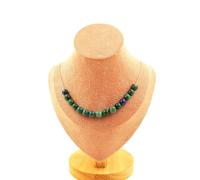 Collana 15 Perle Azzurrite Crisocolla 8 Mm. Catena IN Acciaio Inossidabile