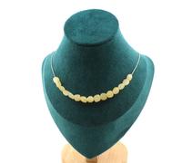 Collana 15 Perle Calcite Giallo Del Royaume-Uni. Catena IN Acciaio Collana Donne