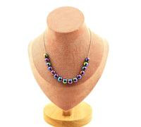 Collana 15 Perle Ematite Multicolore 8 Mm. Catena IN Acciaio Collana Donne, Ho