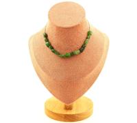 Collana 15 Perle Giada Nefrite Da Siberia (Russia) . Catena IN Acciaio Fe