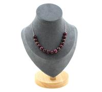 Collana 15 Perle Granato 8 Mm. Catena IN Acciaio Inossidabile Donne, Uomo