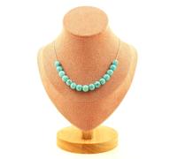 Collana 15 Perle Howlite Turchese 8 MM Catena IN Acciaio Inossidabile Fem