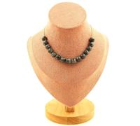 Collana 15 Perle Labradorite 8 Mm. Catena IN Acciaio Inossidabile Collana Donne