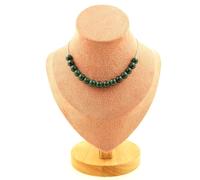 Collana 15 Perle Malachite Del Congo Qualità 7A 8 Mm. Catena IN Acciaio F