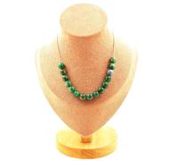 Collana 15 Perle Mica Verde Di Tanzania Qualità 5A 8 Mm. Catena In Collana Femm