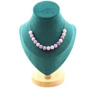 Collana 15 Perle Mica Viola Opaco 8 Mm. Catena IN Acciaio Inossidabile da Donna