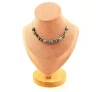 Collana 15 Perle Occhio di Falco D'Africa Del Sud. Catena IN Acciaio da Donna