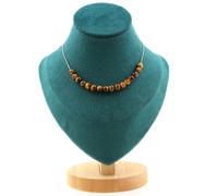 Collana 15 Perle Occhio di Tigre 6 Mm. Catena IN Acciaio Inossidabile Donne