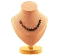 Collana 15 Perle Occhio di Tigre Rosso Del Brasile Catena IN Acciaio Donne