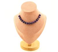Collana 15 Perle Occhio Di Tigre Viola 8 Mm. Catena In Acciaio Collana Donne, Ho