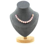 Collana 15 Perle Opale Rosa 8 Mm. Catena IN Acciaio Inossidabile Donne, H