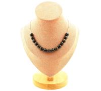 Collana 15 Perle Ossidiana Dorata 8 Mm. Catena IN Acciaio Inossidabile Fem