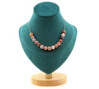 Collana 15 Perle Pietra Di Sole 8 Mm. Catena IN Acciaio Inossidabile Collana Fem