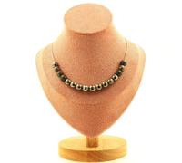 Collana 15 Perle Pirite Spagna 8 Mm. Catena IN Acciaio Inossidabile Collana Fem