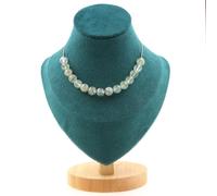 Collana 15 Perle Prehnite D'Africa 8 MM Catena IN Acciaio Inossidabile Fe