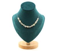 Collana 15 Perle Quarzo A Rutilato Dorato Del Brasile Catena IN Acciaio Donne