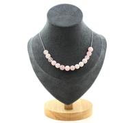 Collana 15 Perle Quarzo Rosa 8 MM Catena IN Acciaio Inossidabile Donne, H
