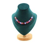 Collana 15 Perle Rhodonite + Tormalina melon D'Acqua + Calcedonio Collana Donna
